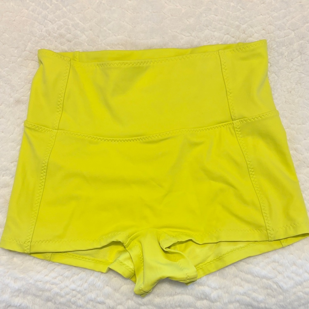 Fabletics High-Waisted Bright Yellow Shorts medium